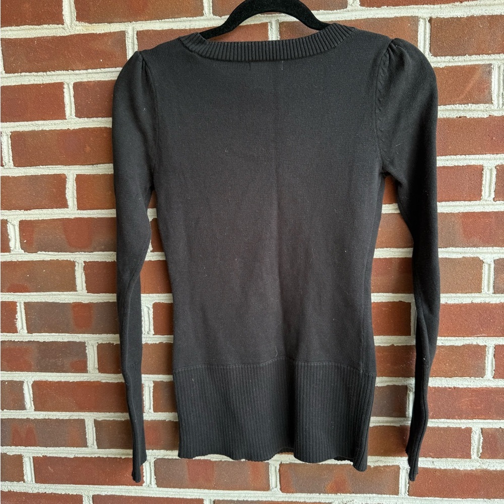 DKNY Y2K Black Long Sleeve V-Neck Top - Picture 7 of 8
